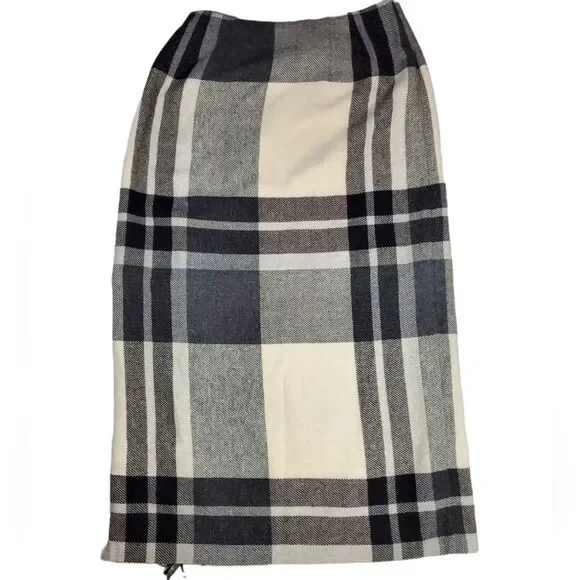 Flannel wool blend wrap skirt with fringe 10 - Picture 2 of 6